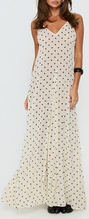 Princess Polly Loulah Polka Dot Chiffon Maxi Dress in Cream Polka Dot at Nordstrom, Size 10