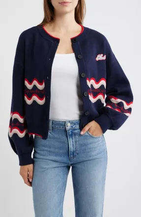FRNCH Roadtrip Cardigan in Bleu Marine at Nordstrom, Size Medium