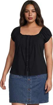 Lands End Plus Size Sleeveless Lightweight Jersey Pintuck Button Front Blouse in Black at Nordstrom, Size 1X