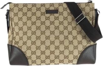 Gucci Pre-owned Cross Body Bags, female, Beige, Size: ONE SIZE Pre-owned Canvas Cross Body Bag