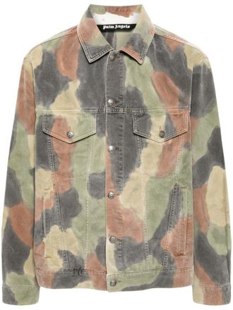 Palm Angels Giacca denim con stampa camouflage - Verde