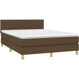 vidaXL Vidaxl - Cama Box Spring Con Colch&oacute;n Tela Marr&oacute;n Oscuro 140x190 Cm