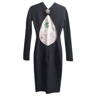 Roberto Cavalli Open Jewelled Back Fitted Cashmere Dress Size XS