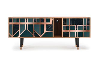 StoryZ Mueble de TV azul-verde 2 cajones y 2 puertas L 170 cm