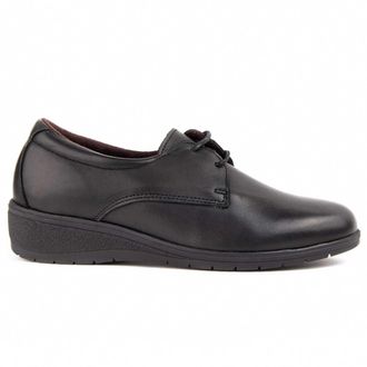 Purapiel Anilav 104911 Leather Oxford with Wedge for Women, Black/White, 8.5 UK