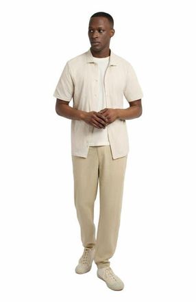 Onia Slub Short Sleeve Button-up Shirt in Stone at Nordstrom, Size X-Large S