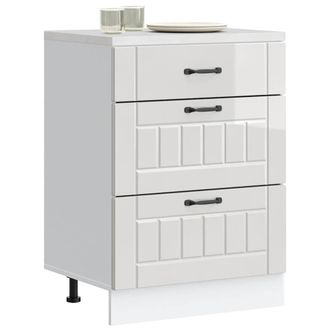 Berkfield Home Kitchen Base Cabinet Lucca High Gloss White Engineered Wood