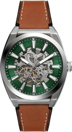 Fossil Accessoires, Heren, Bruin, ONE Size, Leer, Everett Automatisch Horloge