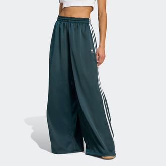adidas Sporthose ADIDAS ORIGINALS ADICOLOR SATIN WIDE LEG, Damen, Gr. 34, N-Gr, aurora ivy, wei&szlig;, Obermaterial: 97% Polyester, 3% Elasthan, Hosen Sporthose