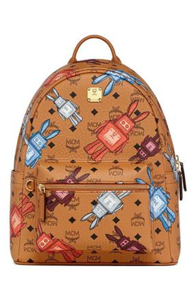MCM Medium Stark Backpack in Rabot Visetos in Cognac at Nordstrom