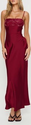 Princess Polly Engracia Sequin Satin Gown in Burgundy at Nordstrom, Size 12