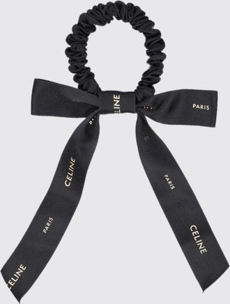 Celine Silk Scrunchie Hair Tie with Bow and Contrasting Logo