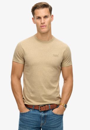 Superdry Rundhalsshirt SUPERDRY ESSENTIAL LOGO EMB TEE, Herren, Gr. XXL, braun (tan braun fleck marl), Single Jersey, Obermaterial: 100% Baumwolle, meliert, sl
