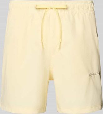 Jack & Jones Badehose mit Label-Stitching Modell MAUI in Hellgelb, Gr&ouml;&szlig;e XXL