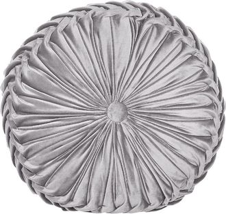 Beliani Coj&iacute;n De Terciopelo Gris 40 Cm Pliegues Accesorio Minimalista Moderno Udala