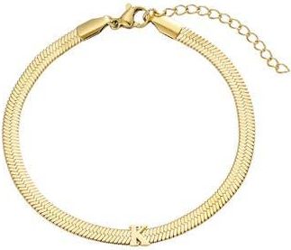 Adornia 18k Gold Plated Initial Herringbone Chain Bracelet in Gold-K at Nordstrom Rack