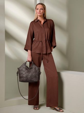 Heine Hemdbluse HEINE, Damen, Gr. 34, schoko, 100% Lyocell, unifarben, Blusen Hemdbluse