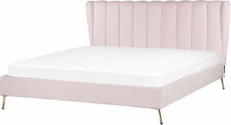 Beliani Beliani - Letto matrimoniale velluto 180 x 200 cm Testata con porta usb Gambe in metallo dorato Rosa Miribel