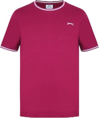 Slazenger Mens Tipped T-Shirt Short Sleeve Lifestyle Cotton Berry XL