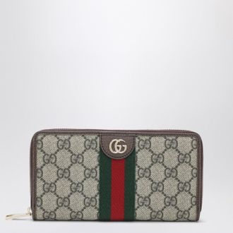 Gucci Ophidia zip-around wallet in beige and brown GG Supreme canvas