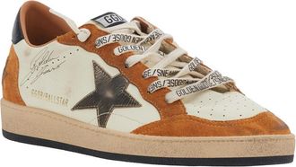 Golden Goose Mens Sneakers Ballstar Orange Suede Ovine Leather Trainers