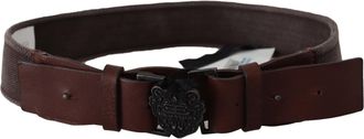 Ermanno Scervino Womens Dark Brown Leather Wide Buckle Waist Belt