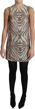 Dolce & Gabbana Brown Crystal Shift Mini Zebra Silver Womens Dress (Pre-Owned)