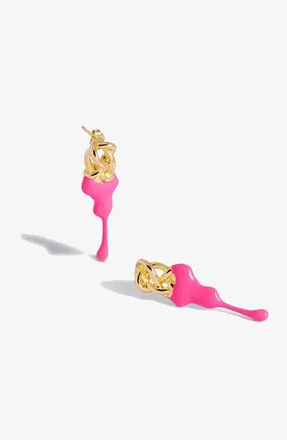 Yoj Kalno Maxi Stud Earrings in Gold and Pink in Gold/pink Enamel at Nordstrom