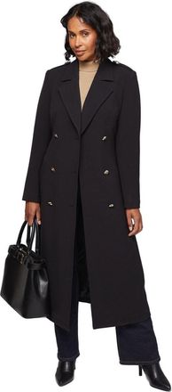 Wallis Double Crepe Trench Coat, 14, Black