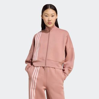 adidas Sweatjacke ADIDAS ORIGINALS 3 STRIPES ZIPUP, Damen, Gr. XXL, rosa (warm clay), Obermaterial: 53% Baumwolle, 47% Polyester, Sportlich, angesetztes B&uuml;nd