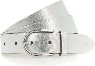 Tamaris Lederg&uuml;rtel TAMARIS, Damen, Gr. 11,5, silber metallic, Rindsleder, unifarben, G&uuml;rtel Lederg&uuml;rtel, 3 cm breit, leicht strukturierte Oberfl&auml;che, dezente