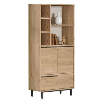 Dmora Mueble Columna Fermana, 4 Estantes, 3 Puertas, 8 Espacios, 75x36x162h Cm Roble Marr&oacute;n