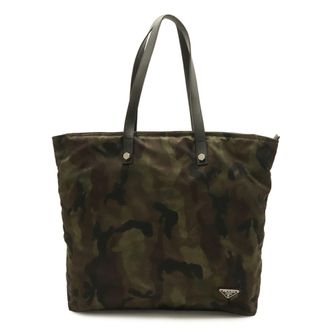 Prada Green Mimetico Multi-Color Nylon Leather Tote Bag (Pre-Owned)
