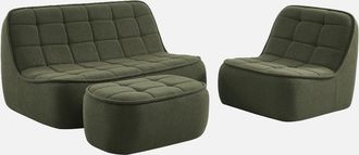 Sweeek Sof&aacute; Envasado Al Vac&iacute;o Modular De Borreguito Texturizado Con Reposapi&eacute;s, 3 Plazas
