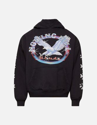 Rhude Mens Notting Hill Eagle Hooded Top Black - Size: 42