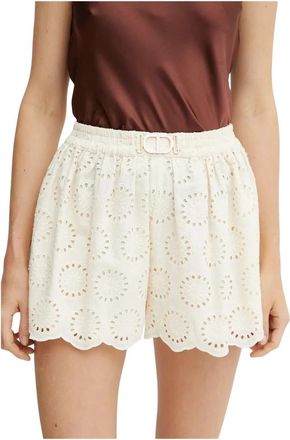 Twinset Eyelet Shorts - Dames - Bermuda - Beige - XL - Katoen - Korte Broeken