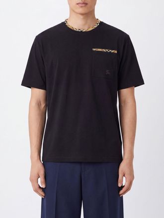 Burberry T-shirt in cotone con logo Equestrian Knight ricamato tono su tono