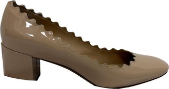 Chlo&eacute; Pre-owned Womens Chlo&eacute; Lauren Scalloped Pumps in Beige Patent Leather - Size EU 37