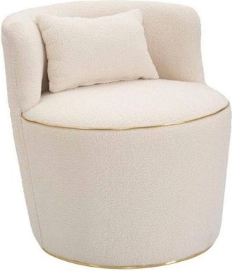 Dmora Sill&oacute;n Pratesi, Asiento Acolchado, Sof&aacute; De Sal&oacute;n Individual, Silla Con Reposabrazos, 63x68 H69 Cm, Crema Y Oro - Dmora
