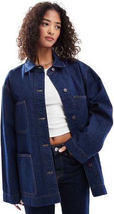 Asos Giacca di jeans barn lavaggio rinse wash-Blu navy
