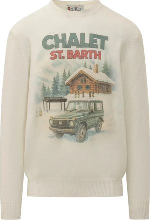 MC2 Saint Barth Cream Wool-Blend Jacquard Print Sweater
