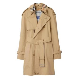 Burberry Short Gabardine Belted Trench Coat, Brand Size 10 ( US Size 8 )