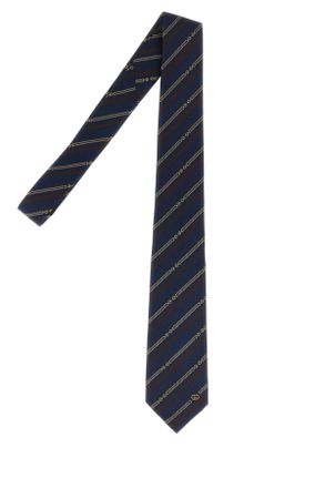 Gucci Mens Embroidered Jacquard Tie Navyred Silk Fabric Cravatte E Papillon Ties