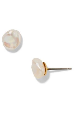 Nadri Madrid Small Freshwater Pearl Stud Earrings in Gold at Nordstrom