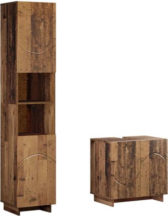 vidaXL Set Mobili Da Bagno 2 Pz Legno Antico Legno Ingegnerizzato Vidaxl