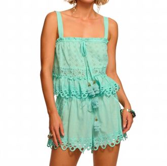 Ramy Brook Amina Cotton Eyelet Coverup Top In Seaglass