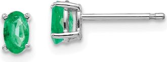 Diamond2Deal 14k White Gold Emerald Earrings
