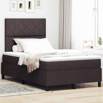 vidaXL Cama Tipo Box Spring Marr&oacute;n Oscuro 120 X 200 Cm Tela Vidaxl