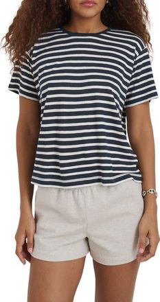 Alex Mill Garcon Stripe Linen Blend T-Shirt in Navy /Off White at Nordstrom, Size X-Large