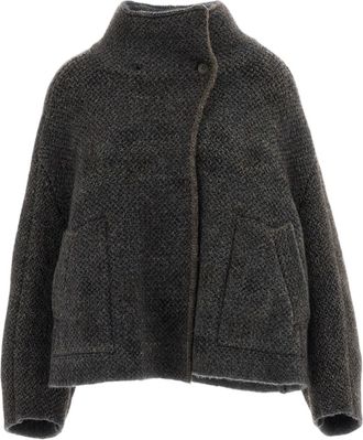 Boboutic Reversible Wool-Blend High Collar Knit Jacket